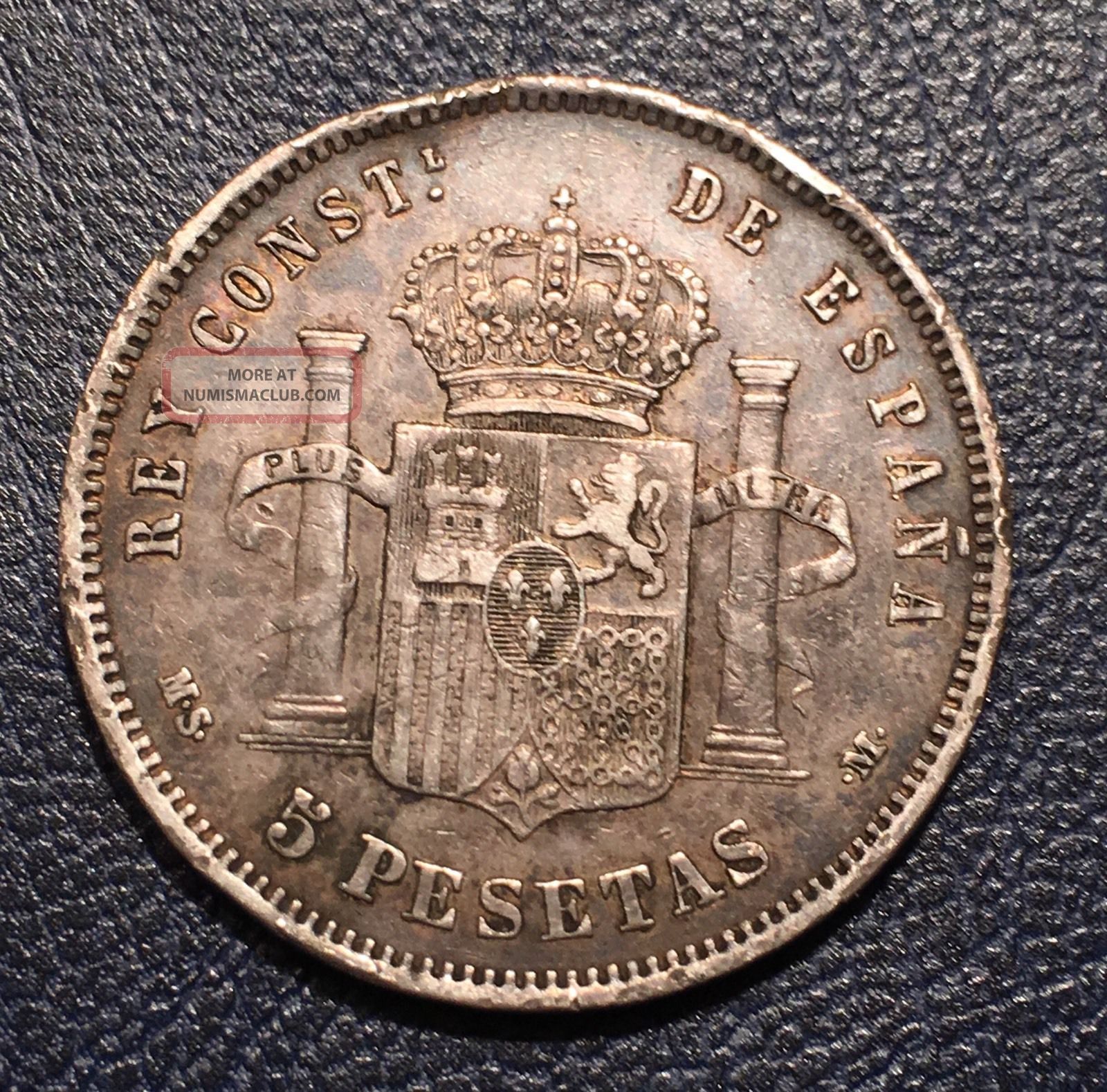 Spain 1883 Alfonso Xii - 5 Pesetas - Large Silver Coin