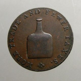 1790 ' S Copper Half Penny_conder Token_norwich - Norfolk_old Fashioned Bottle photo