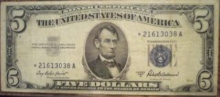 1953a Five Dollar Star Silver Certificate photo