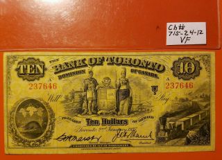 1937 $10 The Bank Of Toronto,  Dominion Of Canada,  Ten Dollar Ch 715 - 24 - 12 Vf photo