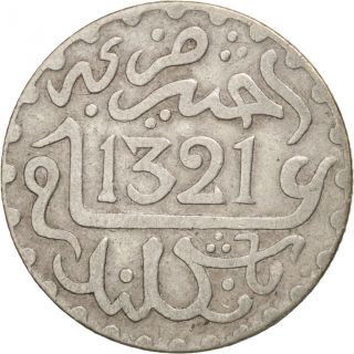 [ 408919] Morocco,  Abd Al - Aziz,  1/20 Rial,  1/2 Dirham,  1903,  Ef,  Silver, . photo