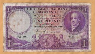 Scotland The Commercial Bank Of 1 Pound1947 photo