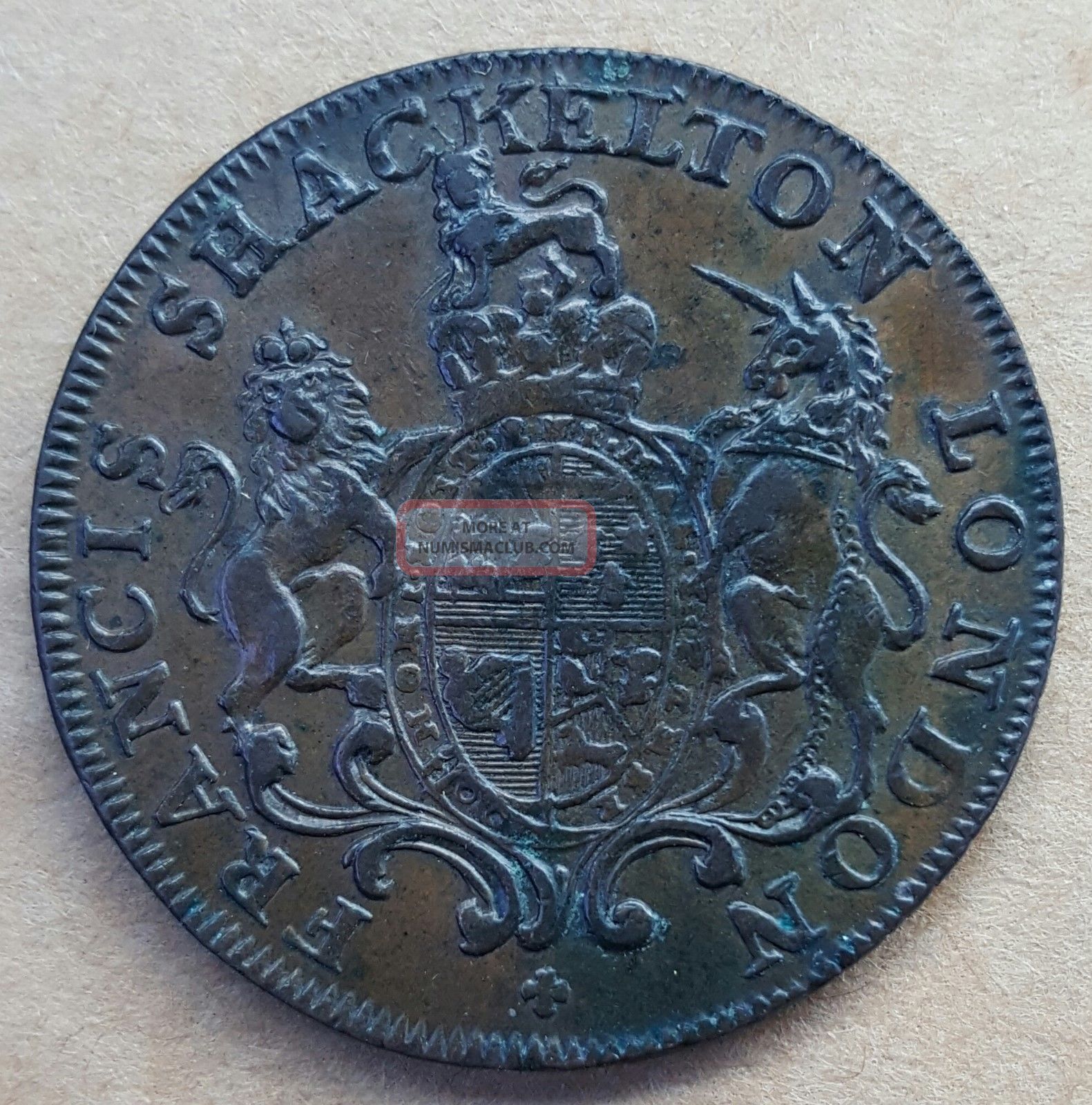 1794 Great Britain Middlesex Shackelton Half Penny Conder Token D&h 477 UK (Great Britain) photo