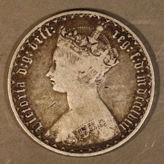 1858 Great Britain Gothic Florin Circulated Silver Us photo