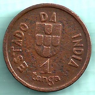 Portugese India Goa - 1934 - One Tanga - Bronze - Rarest Copper Coin photo