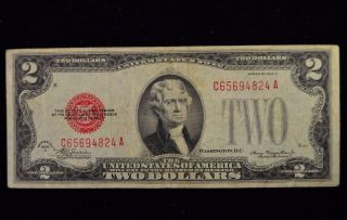 Series 1928 D $2 Two Dollar Red Seal United States Note photo
