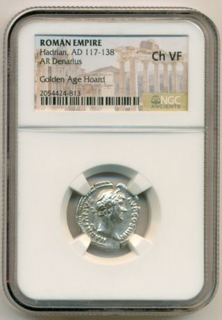 Roman Empire Hadrian Ad 117 - 138 Ar Denarius Ch Vf Ngc Golden Age Hoard photo