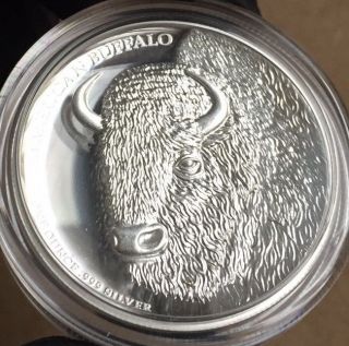 2014 American Buffalo High Relief 1oz Fine Silver Proof Coin W/box & Tuvalu photo