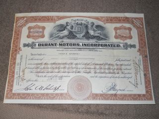 1931 Durant Motors Stock Certificate.  Lansing Michigan photo