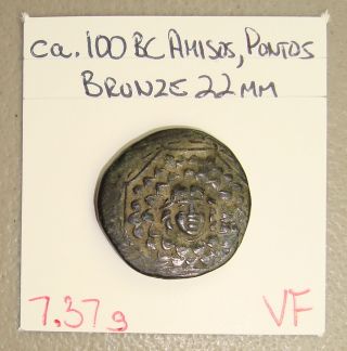 Ca.  100 Bc Amisos,  Pontos Gorgon/nike Ancient Greek Bronze 22 Mm Vf photo