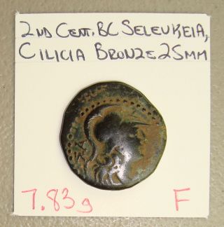 2nd Cent.  Bc Seleukeia,  Cilicia Athena/nike Ancient Greek Bronze 25 Mm F photo