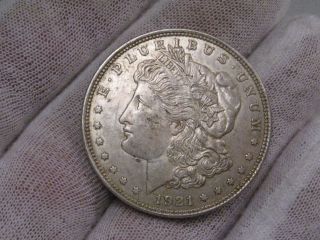 1921 Silver Us Morgan Dollar.  Grades @ Xf. photo