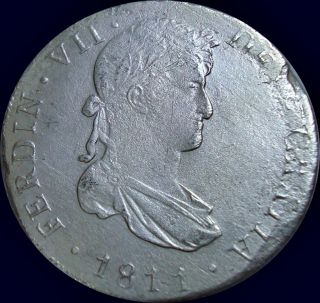 1811 Guatemala 8 Reales Ng M.  ¡ Key Date ¡ Silver Coin In Km: 69 photo