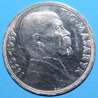 Czechoslovakia 1937 10 Korun,  Death Of President Masaryk,  Silver Coin Ag,  Km 18 photo