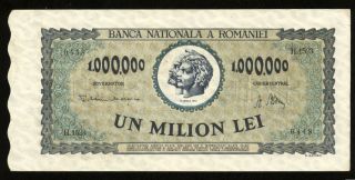 X126 Romania 1000000 Lei 1947 P 60 Banknote Aunc photo