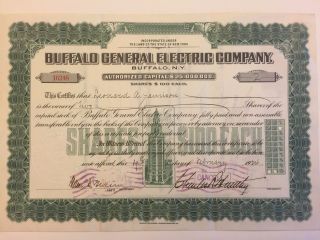 1922 Buffalo General Electric Stock Certificate Rare Signed Charles Huntley Ny photo