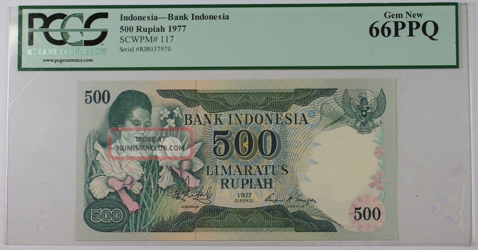 1977 Bank Of Indonesia 500 Rupiah Note Scwpm 117 Pcgs 66 Ppq Gem