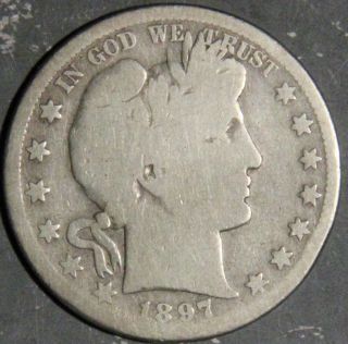 1897 - S Barber Half Dollar Grade G As Pictured Inv 1319 photo
