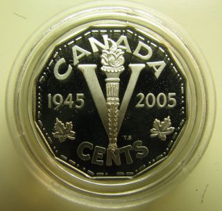 1945 - 2005 Proof 5 Cents 60th Anniversary Ve Day Silver Canada Coin Only Five photo