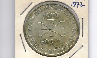 Hungary 1972 100 Forint Silver Unc Coin photo