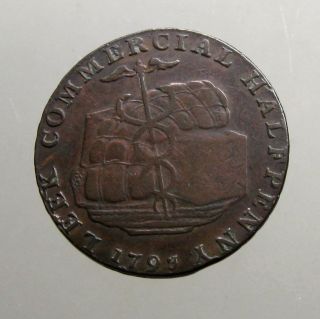 1793 Leek Copper Halfpenny_britain Conder Token_bale Of Goods,  Clasped Hands photo