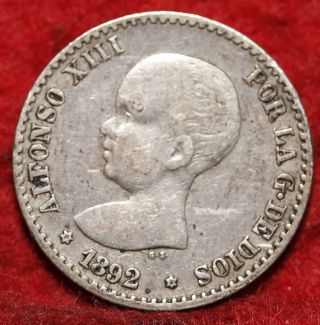 1892 Spain 50 Centavos Foreign Coin S/h photo