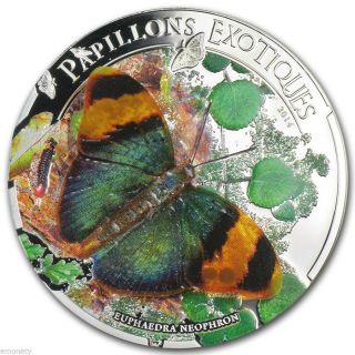 2014 Euphaedra Neophron 3d Exotic Butterflies Silver Coin 1000 Francs,  Gift photo