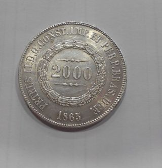 Brazil 2000 Reis,  1865 Excelent Conditon photo