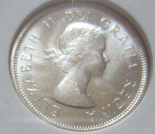 1957 Canada Silver Twenty - Five Cents Coin.  Quarter.  Ngc Ms - 64 Unc 035 photo