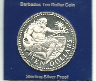 Barbados 1974 10 Dollars Silver Proof Coin photo