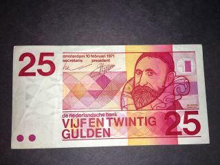 Vijfen Twintig Gulden $25 Banknote 1971 photo