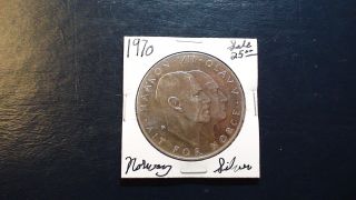 1970 Norway Twenty Five Kroner.  875 Silver 25kr Uncirculated Coin photo