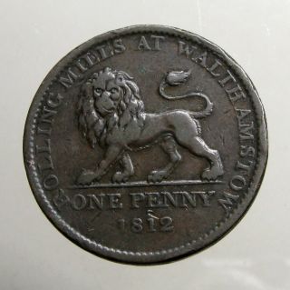 1812 Copper Penny_large Britain Trade Token_walking Lion_walthamstow photo
