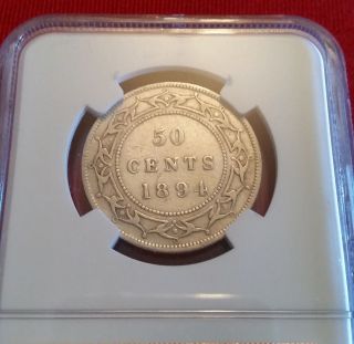 1894 Newfoundland Queen Victoria 50 Cents Silver Coin Ngc Vf Details photo