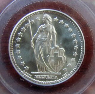1920b Switzerland Silver 1 Franc Coin Pcgs Ms66 photo