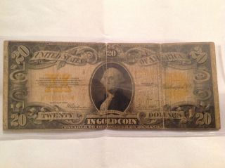 1922 $20 Twenty Dollars Large Gold Certificate Currency Note photo