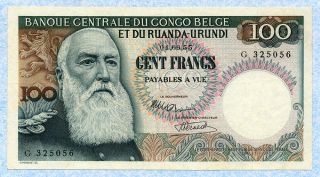 Belgian Congo 100 Francs 1955 P33a Vf, photo