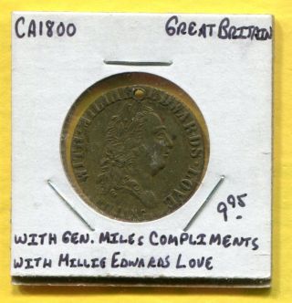 Ca.  1800 Great Britain Brass Guinea Token By Willing photo