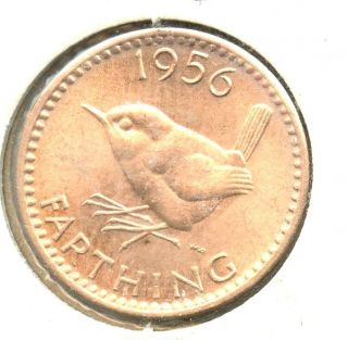 1956 British Farthing Bu Copper photo