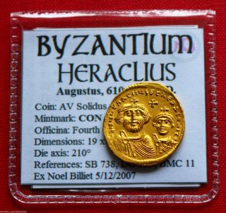 Heraclius Constantine Gold Solidus Cross Potent Byzantine Empire Coin photo