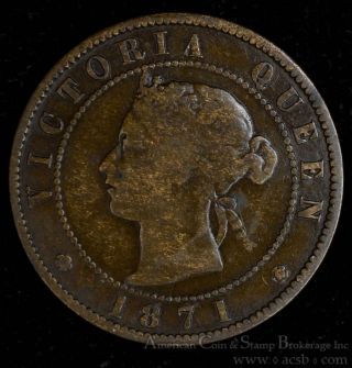 Prince Edward Island 1 Cent 1871 Bronze Km 4 Canada Queen Victoria Coin Rotation photo