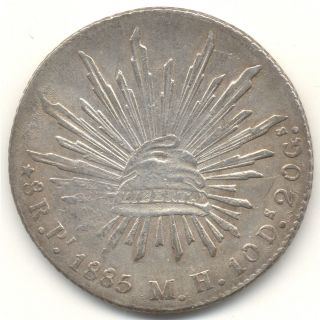 Mexico,  1885 Pi Mh San Luis Potosi,  Silver 8 Reales,  (inv 138) photo