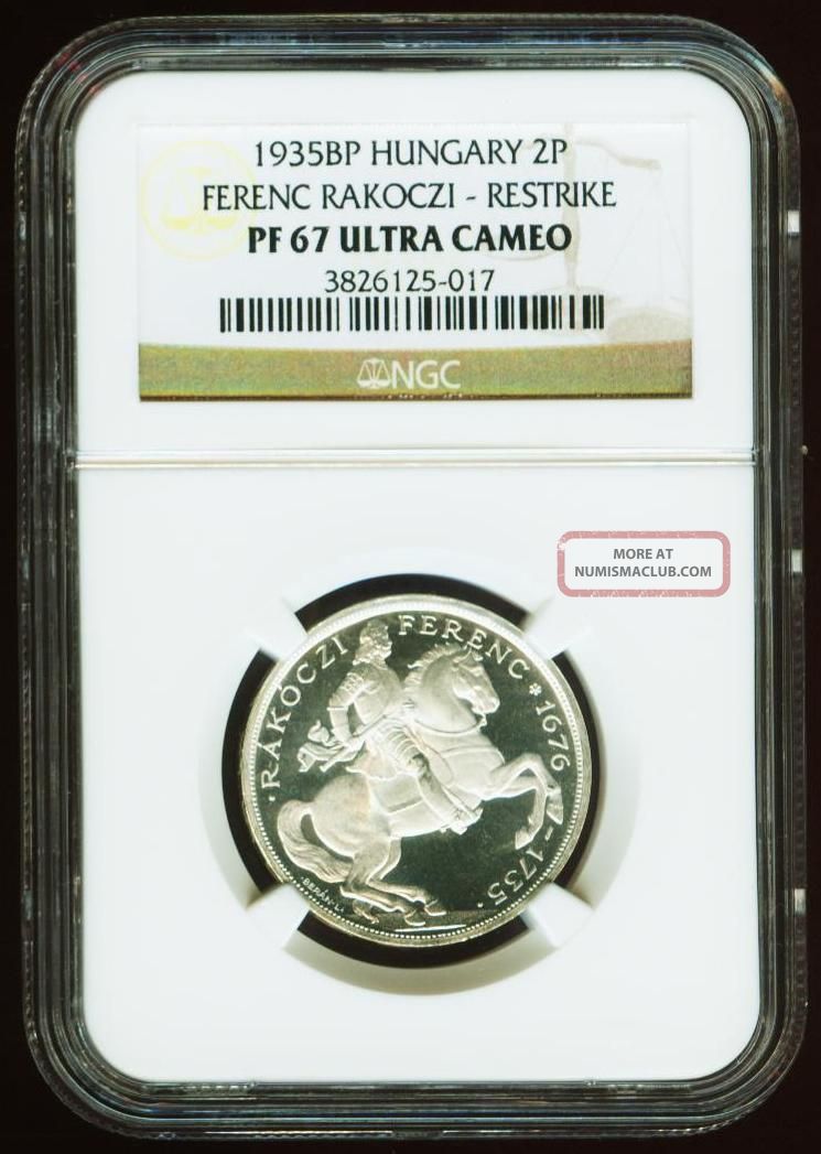 Hungary 2 X 2 Pengo 1935bp Ferenc Rakoczi Restrike Ngc Pf - 67 Ultra Cameo Europe photo