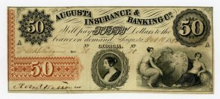 1855 $50 The Augusta Insurance & Banking Co.  - Georgia Note photo