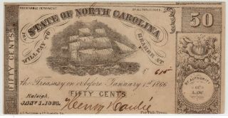 State Of North Carolina 1.  1.  1863 50¢ Ch Xf photo