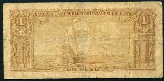 Uruguay 1 Peso Law 1939 P - 35b Serie C Circulated Banknote photo