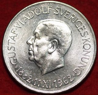 Uncirculated 1962 Sweden 5 Kroner Silver Foreign Coin S/h photo