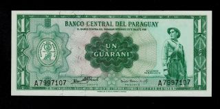 Paraguay 1 Guarani 1952 Small Sign.  O Acosta Pick 193a Unc. photo