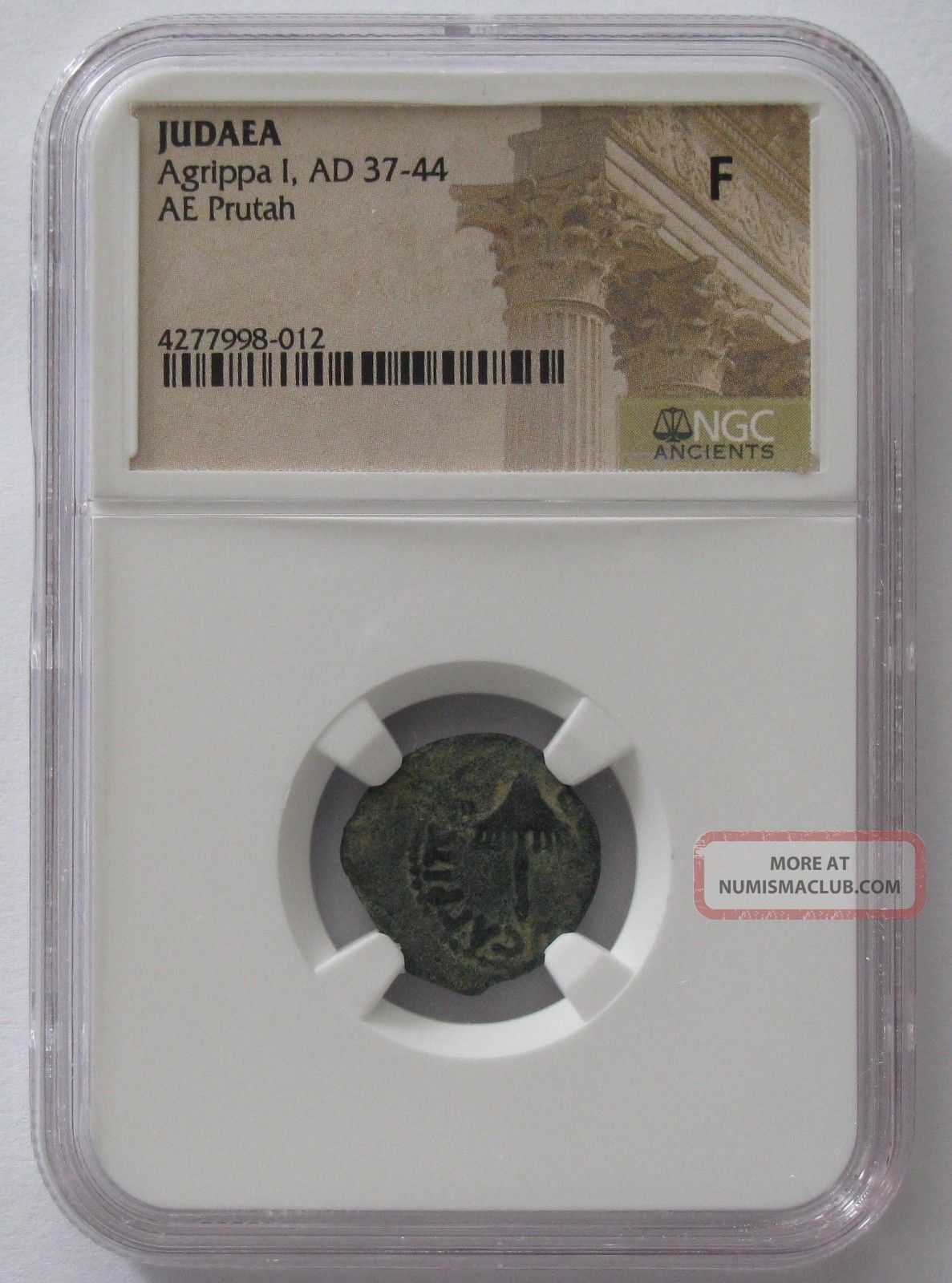 Judea Ancient Coin Agrippa I, Ad 37 - 44 Ae Prutah Ngc F