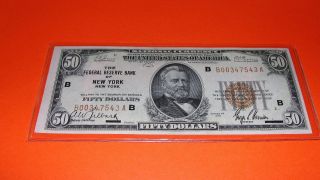 Fr - 1880b 1929 Series $50 Fifty Dollars N.  Y.  Federal Reserve Bank Note Xf,  /au photo